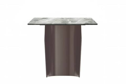 Zelan Dining Table with Rectangular Glass/Sintered Stone Tabletop and Steel Legs
